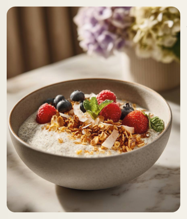 Фото блюда: Чиа-пудинг с греческим йогуртом и гранолой