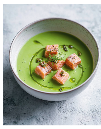 Фото блюда: КРЕМ-СУП ИЗ ШПИНАТА С ЛОСОСЕМ