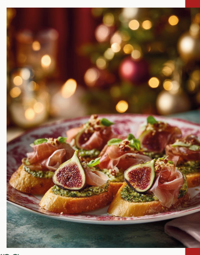 Фото блюда: БРУСКЕТТА С ПРОШУТТО, ПЕСТО И ИНЖИРОМ