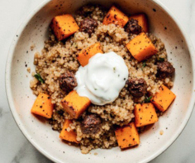 Фото блюда: Булгур с говядиной и запечённой тыквой