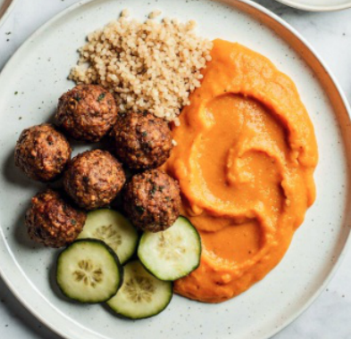 Фото блюда: Пюре из моркови + говяжьи фрикадельки