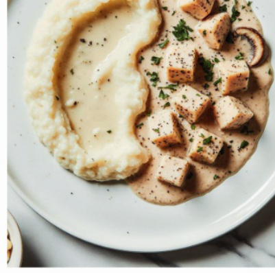 Фото блюда: Пюре из цветной капусты + курица в сливочном соусе