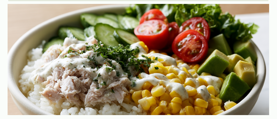 Фото блюда: Боул с рисом, тунцом и овощами